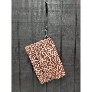 Y2K Leopard Clutch Bag Wallet Purse Handbag Statement Detachable Wrist Strap